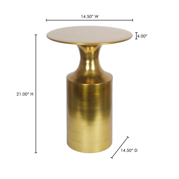 Gold Round Aluminum Pedestal Accent Table