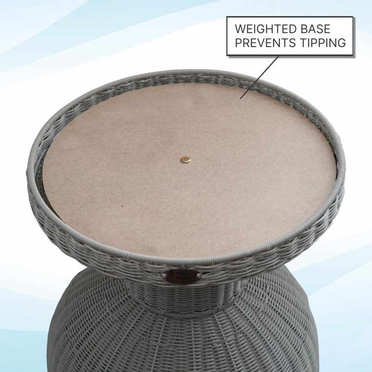 Espresso Faux Rattan Elevated Round Cat Bed with Cushion
