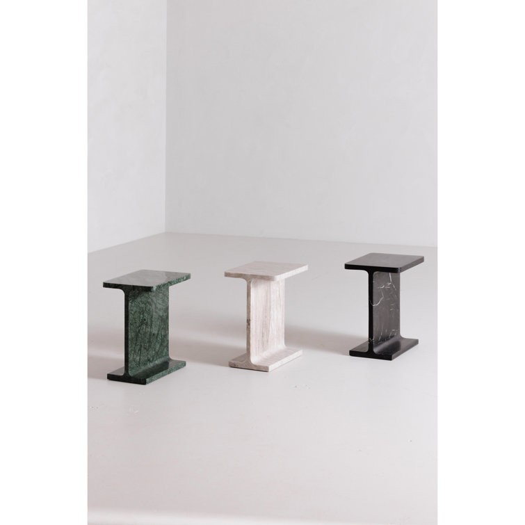 Black Marble Rectangular Pedestal End Table
