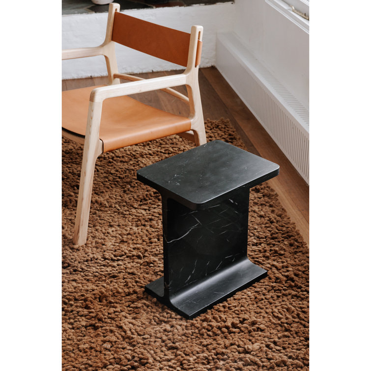 Black Marble Rectangular Pedestal End Table