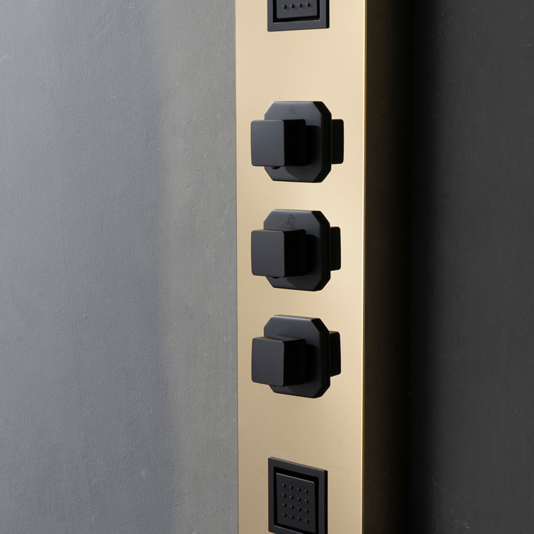 55'' Black and Gold Stainless Steel Shower Panel System
