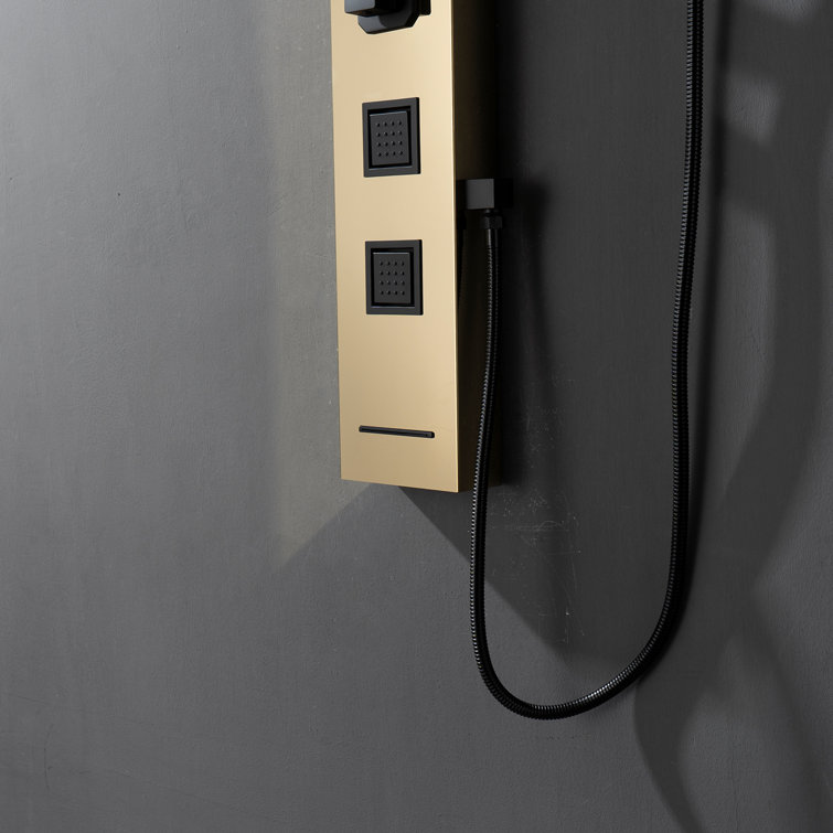 55'' Black and Gold Stainless Steel Shower Panel System