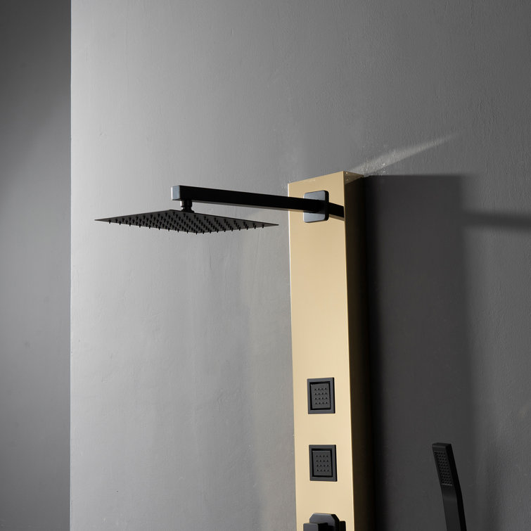 55'' Black and Gold Stainless Steel Shower Panel System