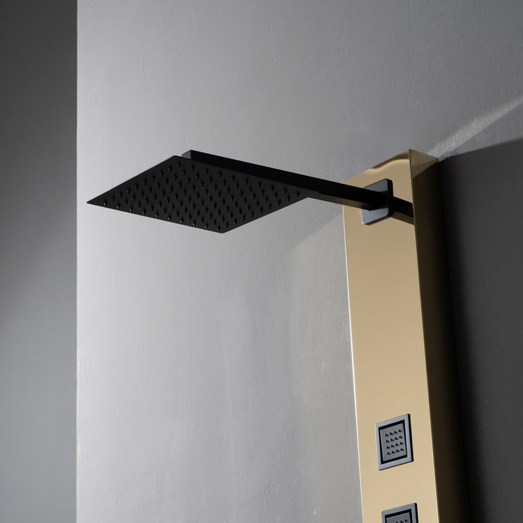 55'' Black and Gold Stainless Steel Shower Panel System