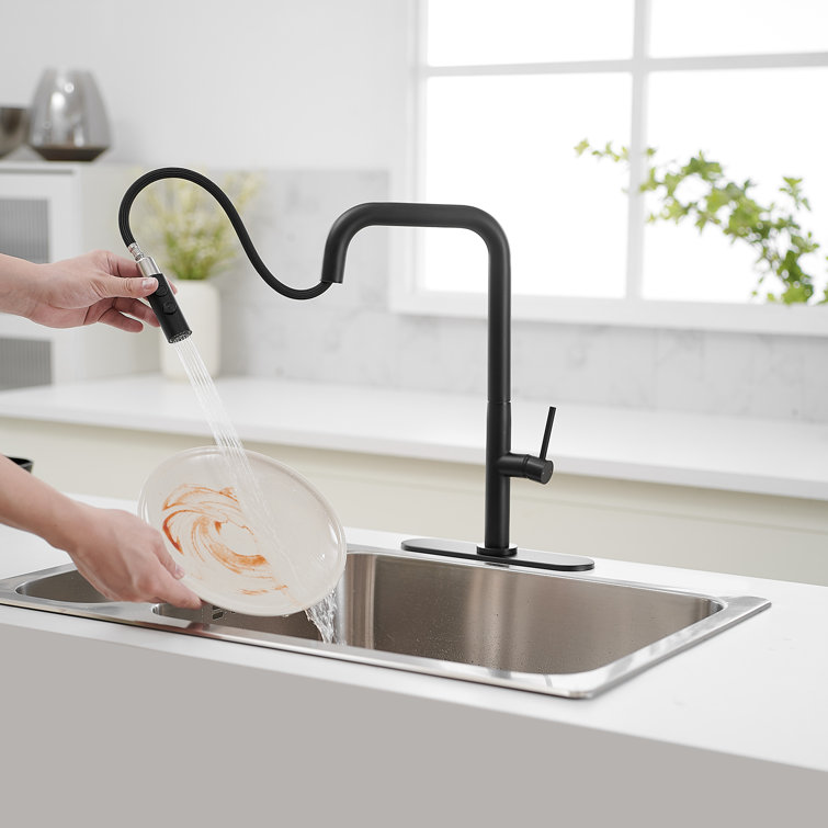 Matte Black Nickel Mid-Arc Pull-Out Spray Kitchen Faucet