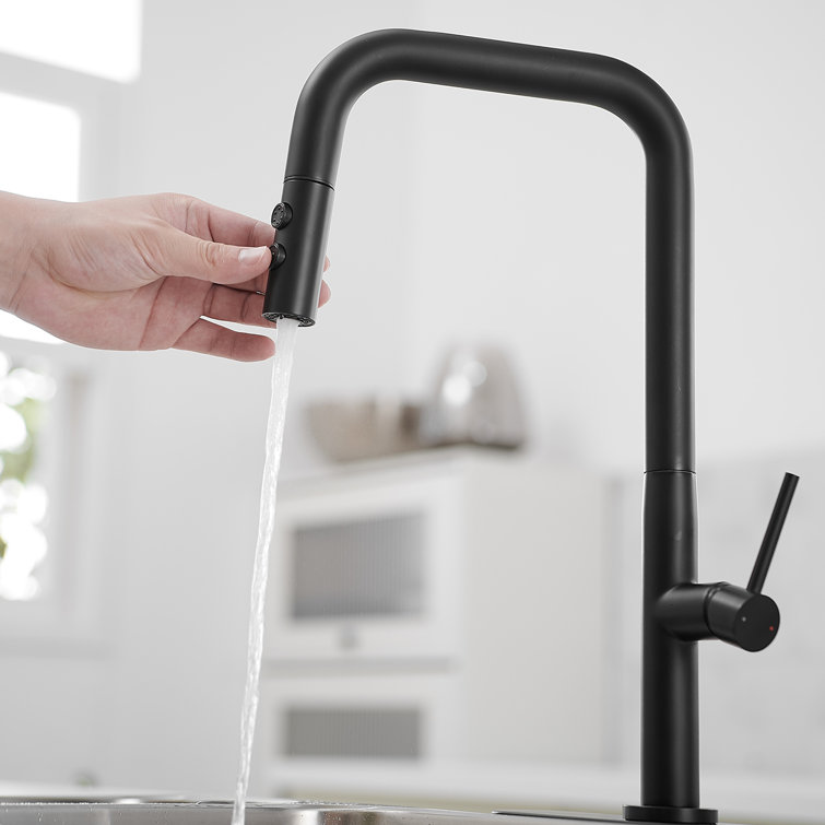 Matte Black Nickel Mid-Arc Pull-Out Spray Kitchen Faucet