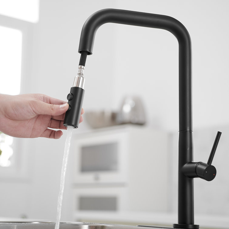 Matte Black Nickel Mid-Arc Pull-Out Spray Kitchen Faucet