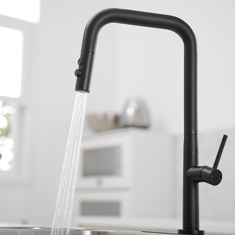 Matte Black Nickel Mid-Arc Pull-Out Spray Kitchen Faucet