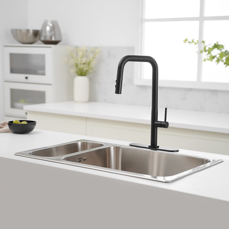 Matte Black Nickel Mid-Arc Pull-Out Spray Kitchen Faucet