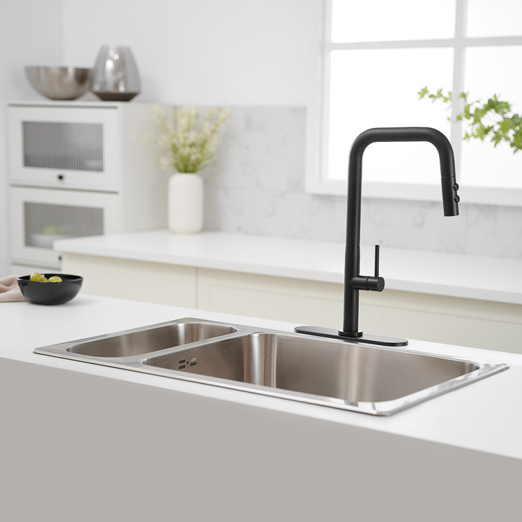 Matte Black Nickel Mid-Arc Pull-Out Spray Kitchen Faucet