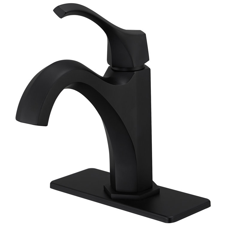 Matte Black Single-Handle Single-Hole Bathroom Faucet with Drain Assembly