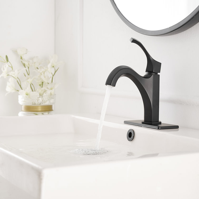 Matte Black Single-Handle Single-Hole Bathroom Faucet with Drain Assembly
