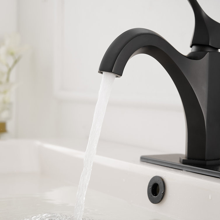 Matte Black Single-Handle Single-Hole Bathroom Faucet with Drain Assembly