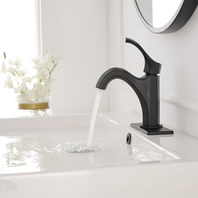 Matte Black Single-Handle Single-Hole Bathroom Faucet with Drain Assembly
