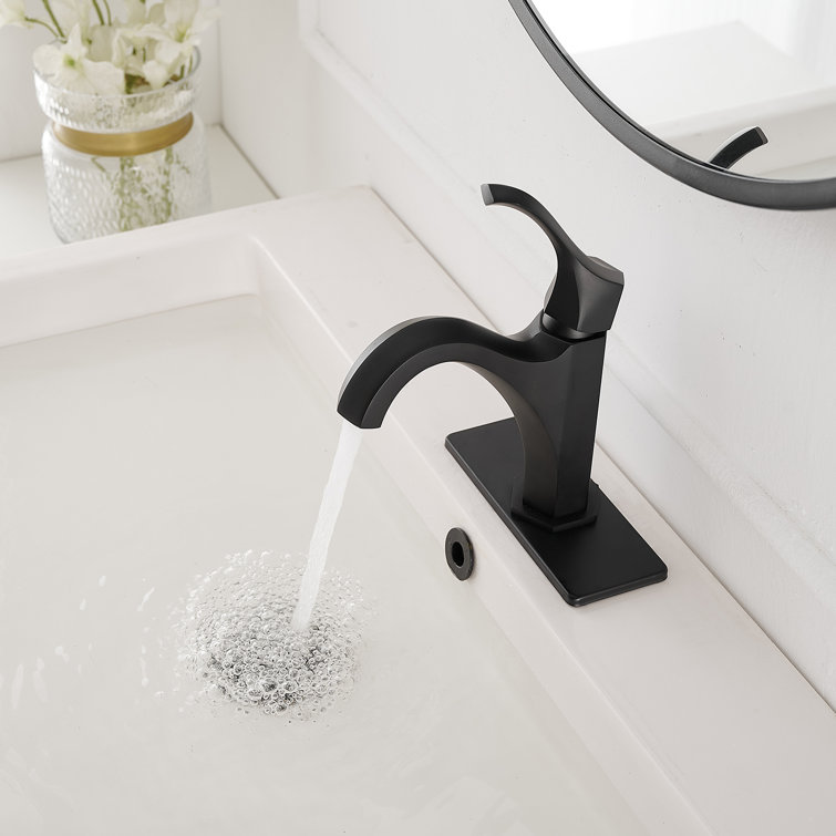 Matte Black Single-Handle Single-Hole Bathroom Faucet with Drain Assembly