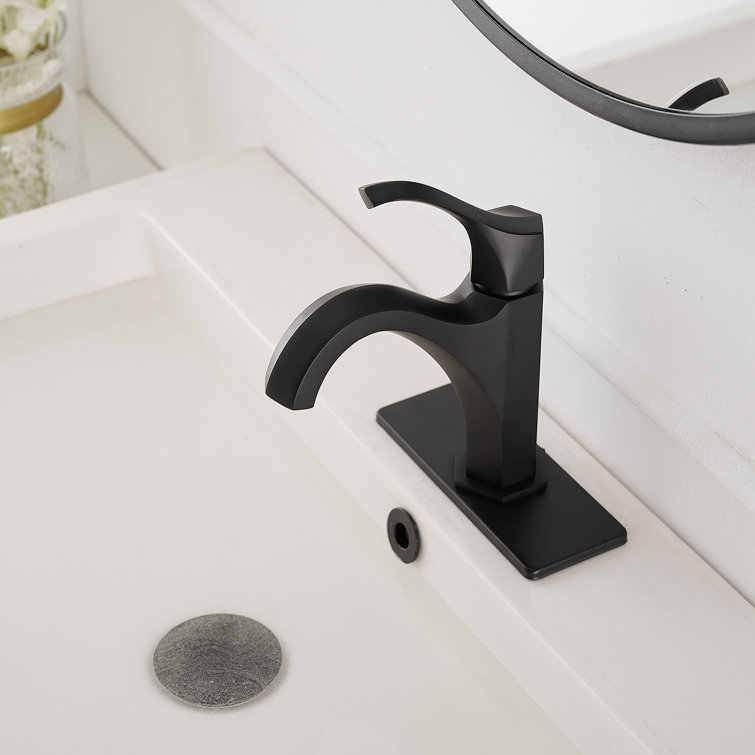 Matte Black Single-Handle Single-Hole Bathroom Faucet with Drain Assembly