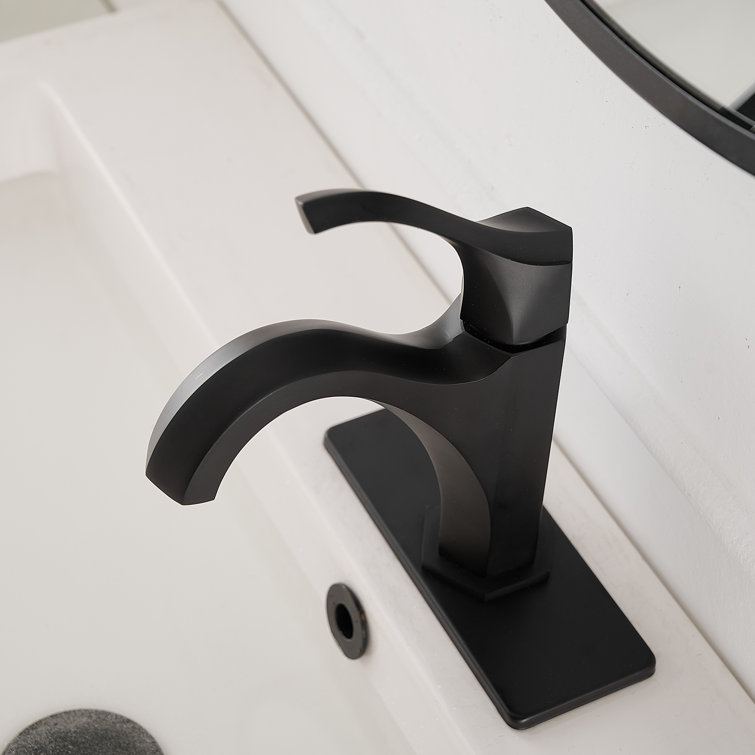 Matte Black Single-Handle Single-Hole Bathroom Faucet with Drain Assembly