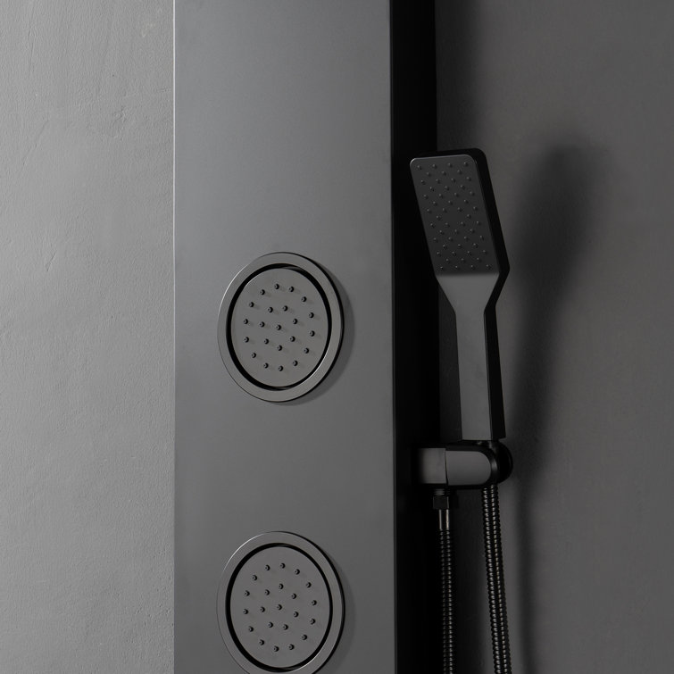Matte Black 52'' Shower Panel System with Rainfall Shower Head