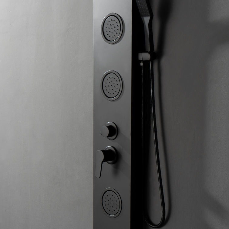 Matte Black 52'' Shower Panel System with Rainfall Shower Head