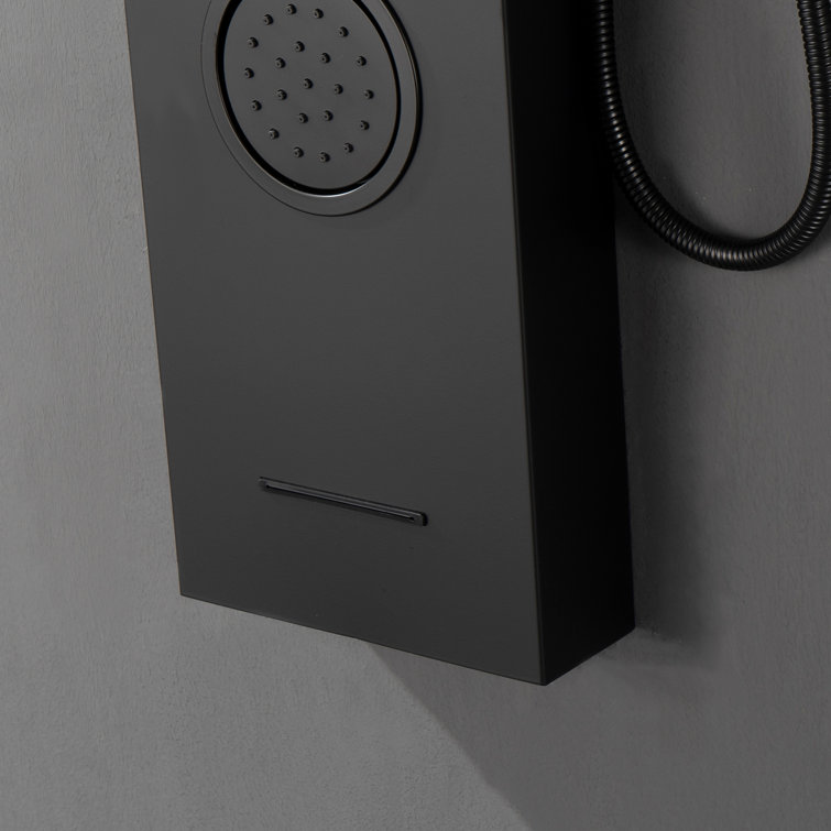 Matte Black 52'' Shower Panel System with Rainfall Shower Head