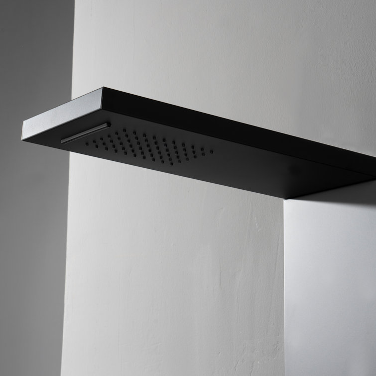 Matte Black 52'' Shower Panel System with Rainfall Shower Head