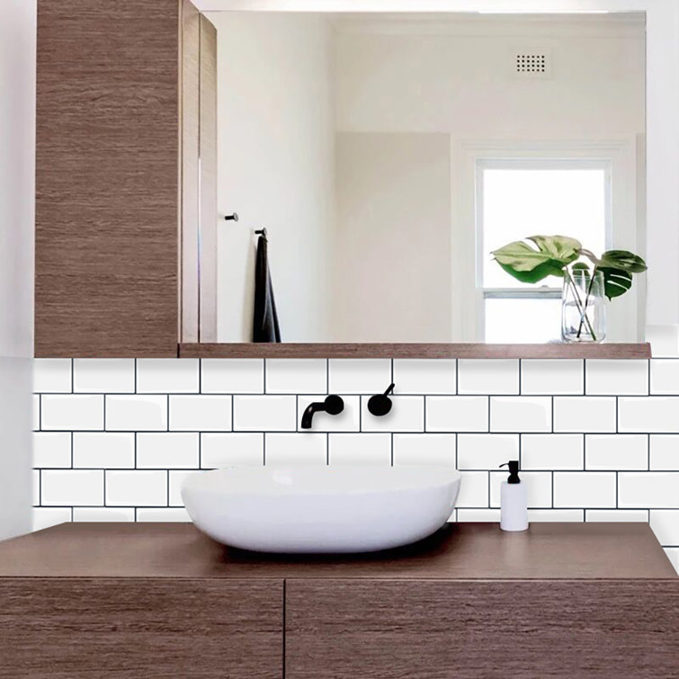12" x 12" White Vinyl Peel and Stick Subway Tile