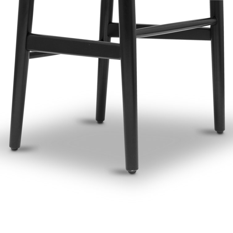 Mid-Century Modern Black Solid Wood Weave Dining Chair