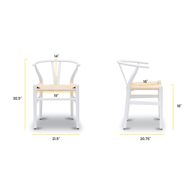Wyn Solid Wood Weave Mid-Century Modern Dining Chair in White