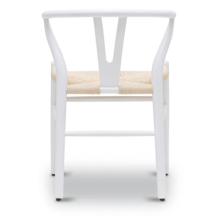 Wyn Solid Wood Weave Mid-Century Modern Dining Chair in White