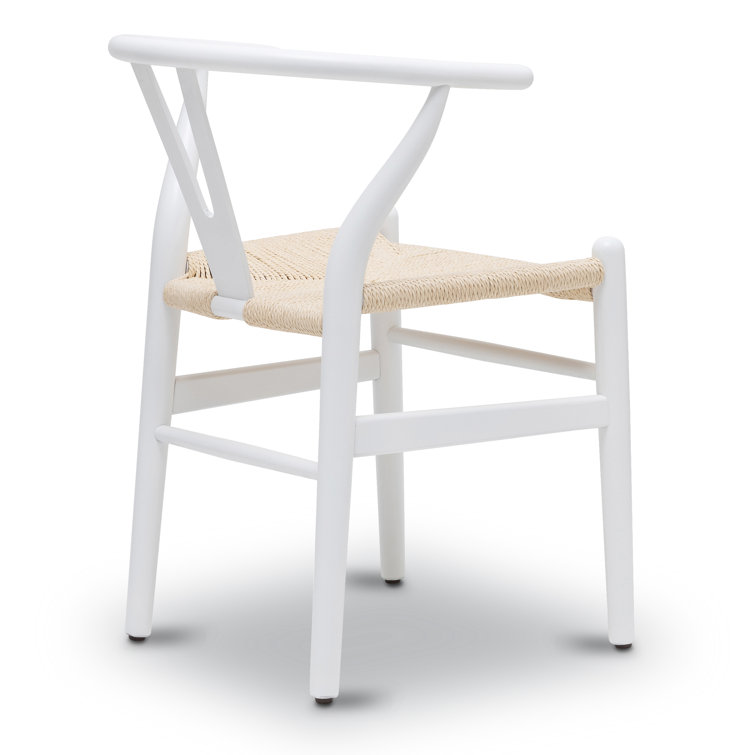 Wyn Solid Wood Weave Mid-Century Modern Dining Chair in White