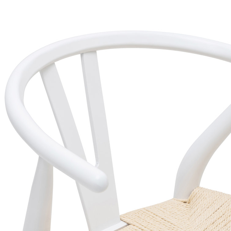 Wyn Solid Wood Weave Mid-Century Modern Dining Chair in White