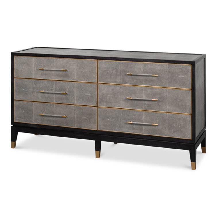 Horatio Gray and Gold Oak 6-Drawer Double Dresser