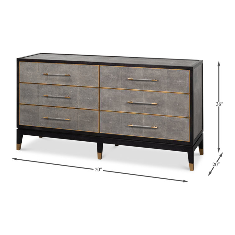 Horatio Gray and Gold Oak 6-Drawer Double Dresser