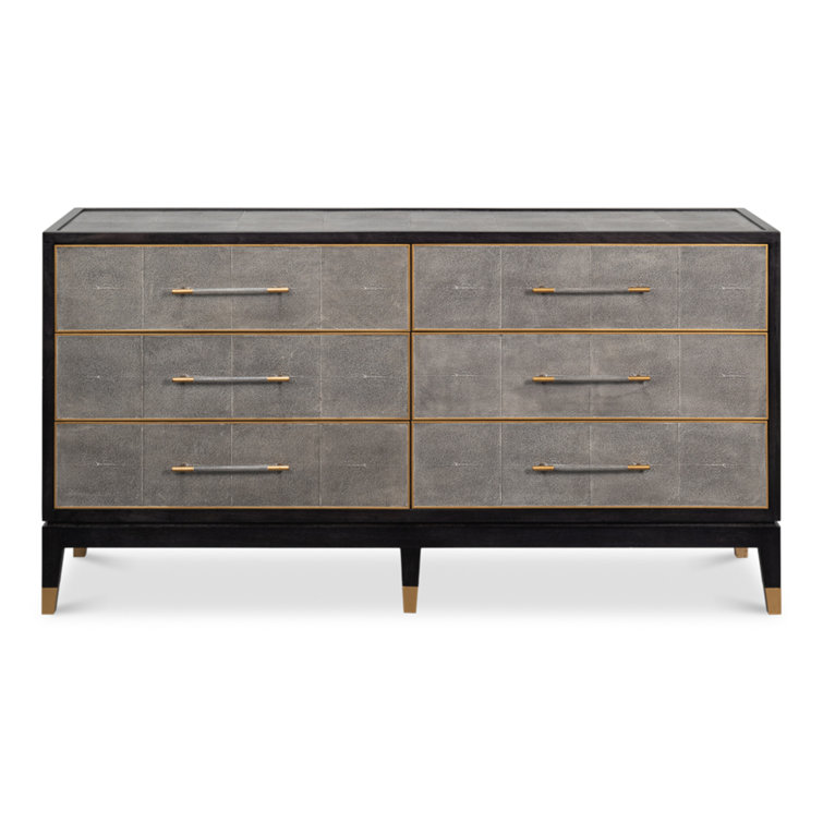 Horatio Gray and Gold Oak 6-Drawer Double Dresser