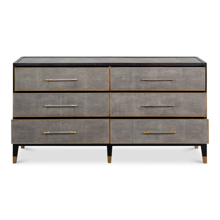 Horatio Gray and Gold Oak 6-Drawer Double Dresser