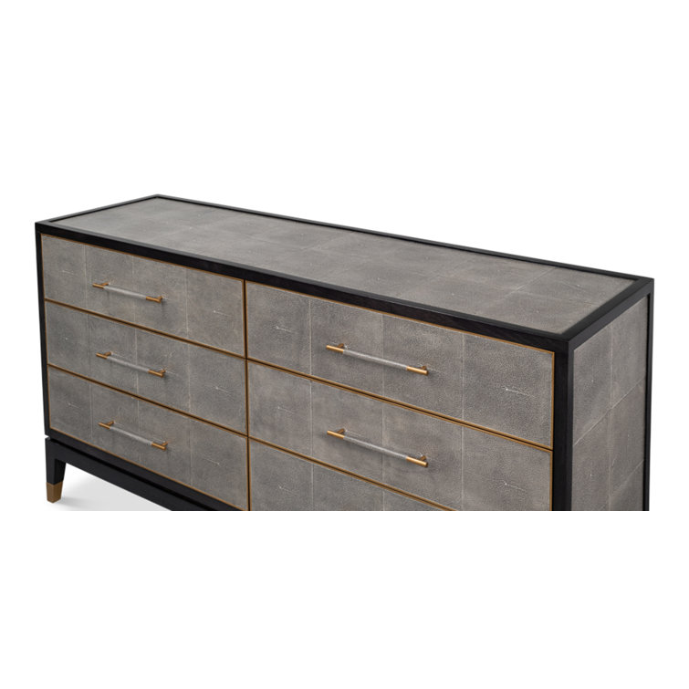 Horatio Gray and Gold Oak 6-Drawer Double Dresser