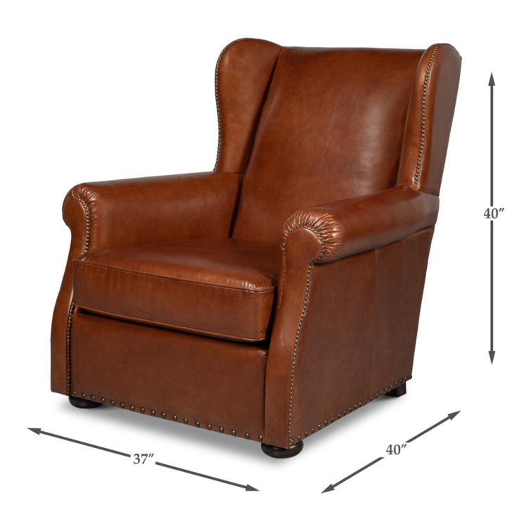 Brown Full Grain Leather Armchair with Rolled Arms