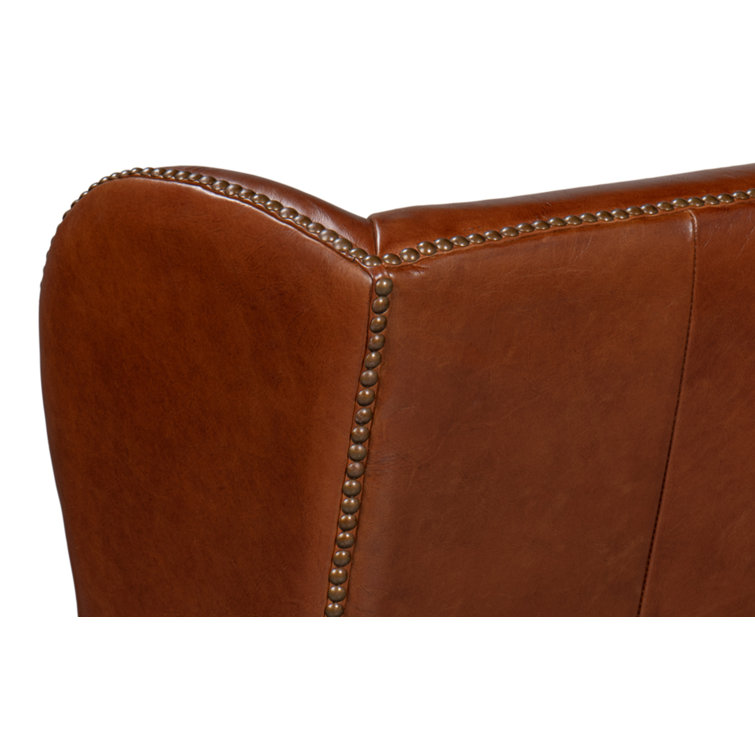 Brown Full Grain Leather Armchair with Rolled Arms