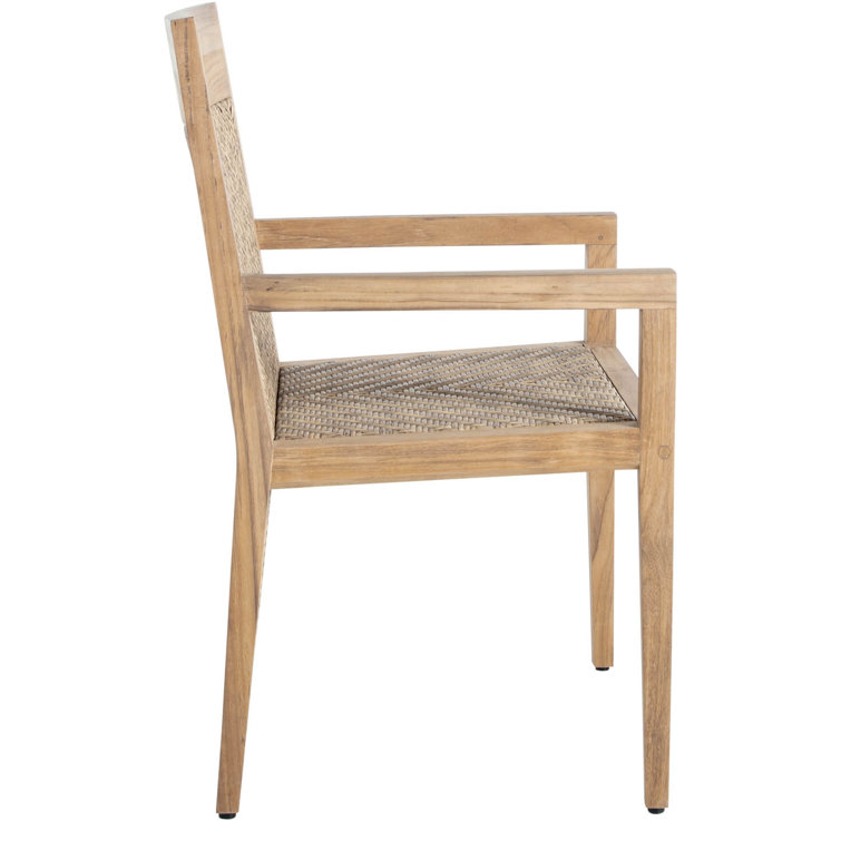 Natural Teak and Wicker Outdoor Dining Armchair