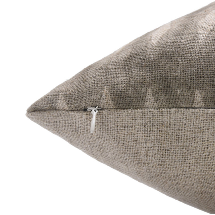 Fabdivine Gray Linen Block Print Rectangular Pillow Cover
