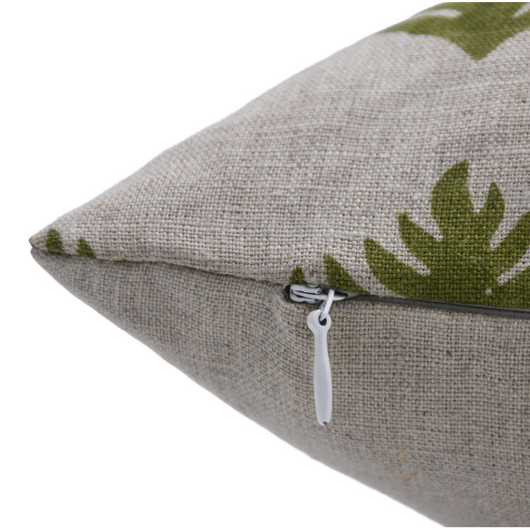 Fabdivine Off White and Yellow Linen Floral Pillow Cover, 22" x 22"
