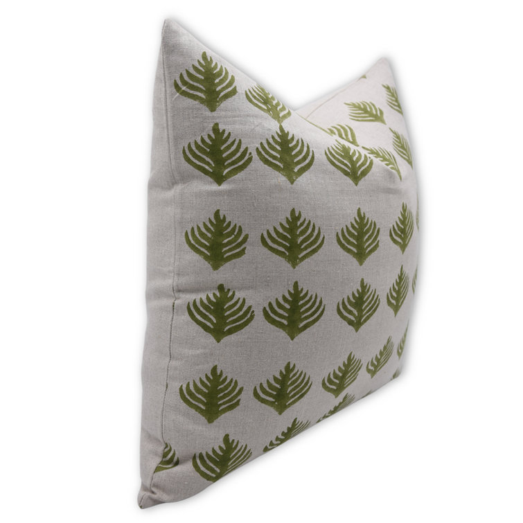 Fabdivine Off White and Yellow Linen Floral Pillow Cover, 22" x 22"