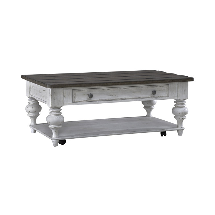 White and Brown 3-Piece Cottage Living Room Table Set