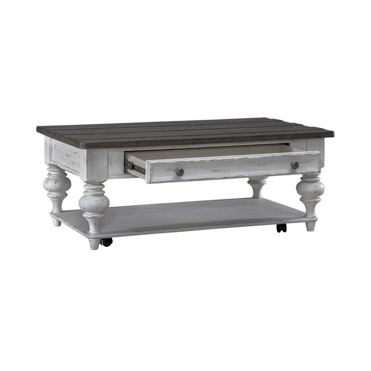 White and Brown 3-Piece Cottage Living Room Table Set