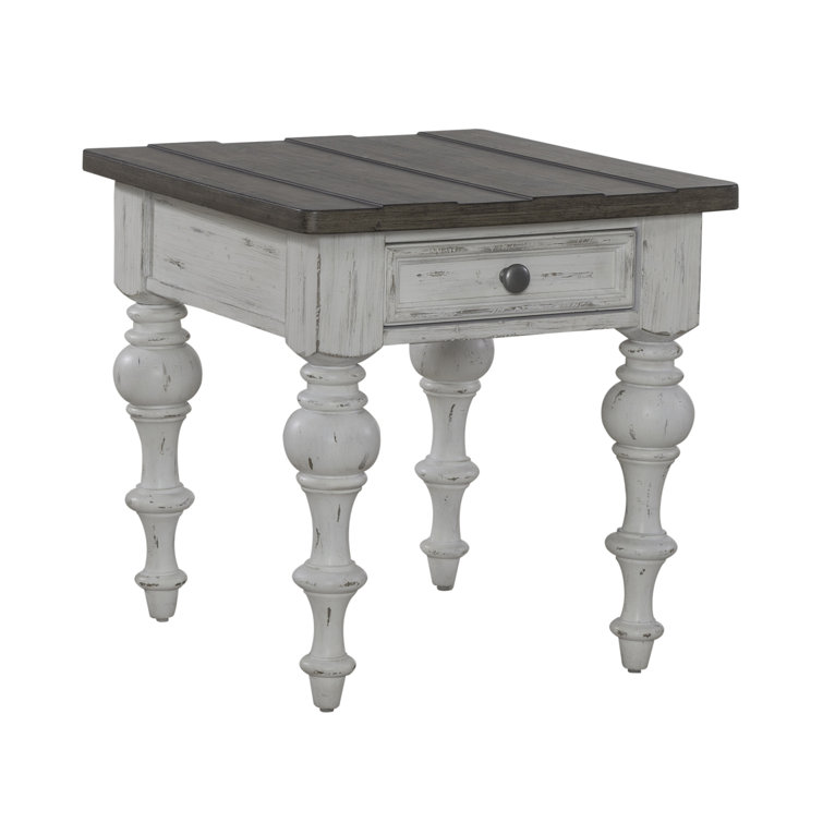 White and Brown 3-Piece Cottage Living Room Table Set