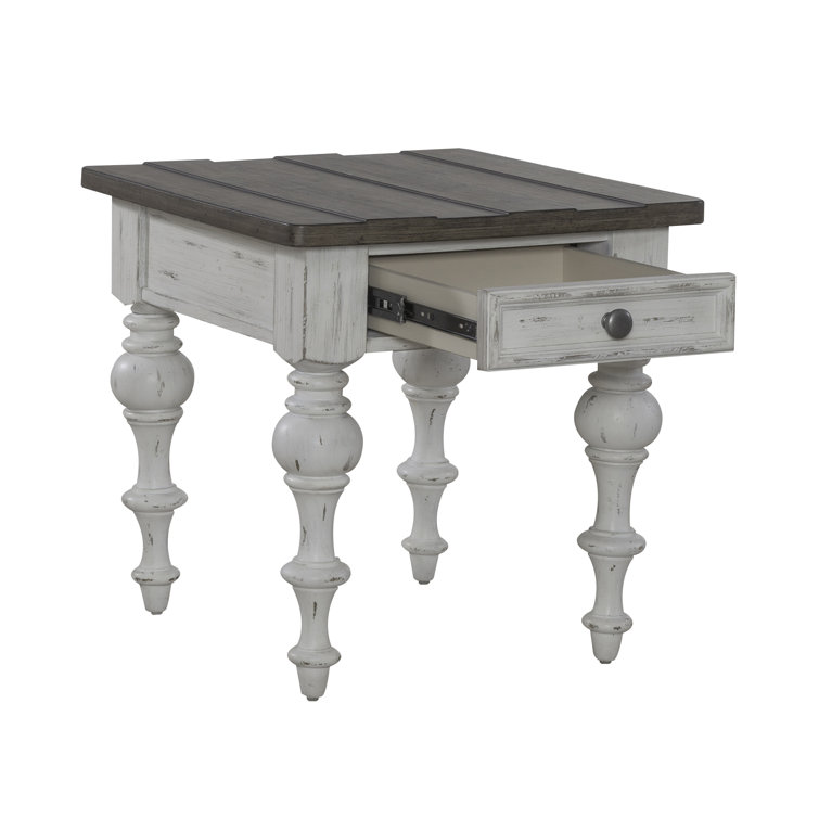 White and Brown 3-Piece Cottage Living Room Table Set