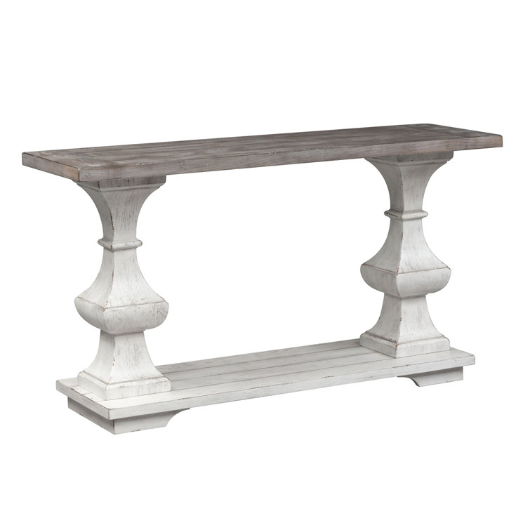 Sedona Traditional Brown Wood Sofa Table with Storage Shelves