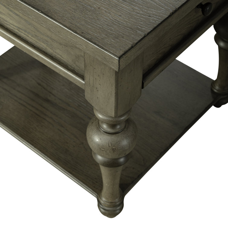 Traditional Dusty Taupe Wood End Table with Storage
