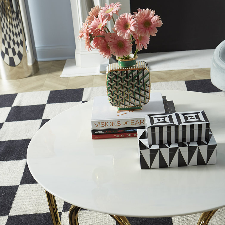Black and White Glossy Plastic Stackable Lidded Box