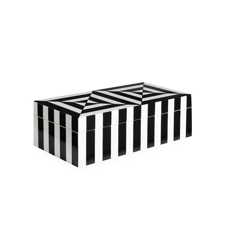 Black and White Glossy Plastic Stackable Lidded Box